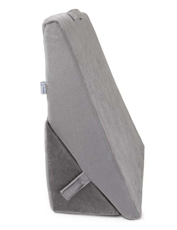 Wedge pillow by Slumbar in upright position against a white background