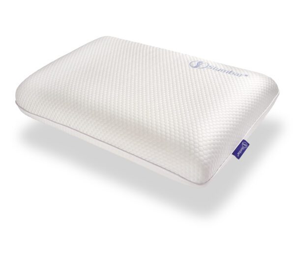 Luxury Memory foam pillow by Slumbar being displayed on a white background